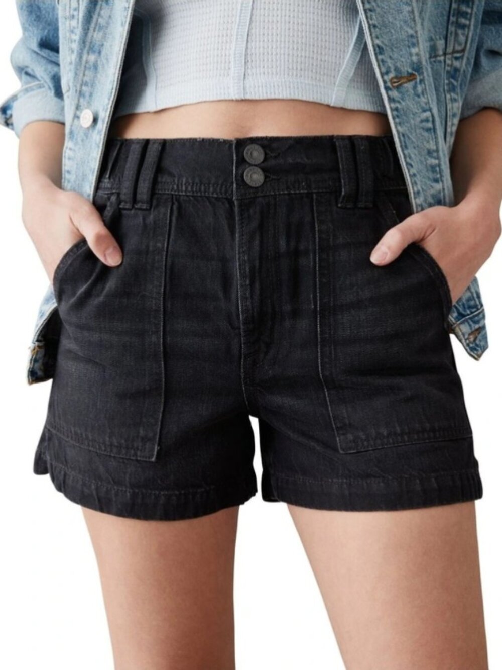 American Eagle 90s Boyfriend Highest Waist Black Mom Shorts Size 8